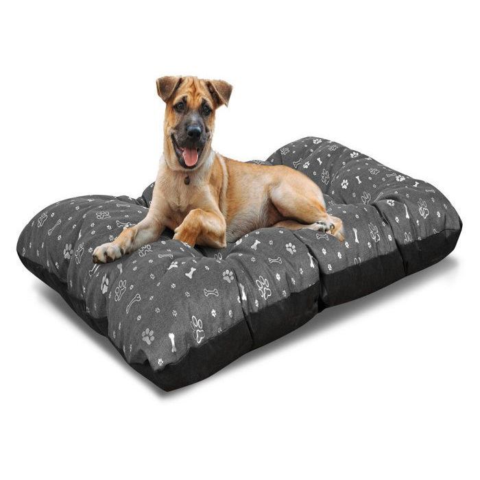 Comparer les prix de Coussin pour chien PRESTIGE 80x60 cm imperméable os argentés