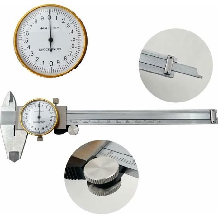 Pied à Coulisse à Cadran 150mm – Outil Mesure Métrique Pour Travail Du Bois Et Bricolage