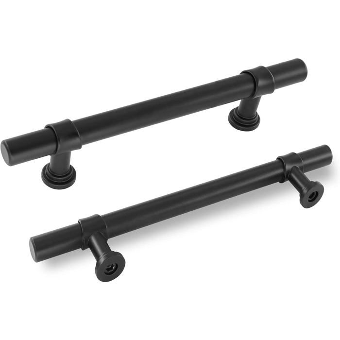 Poignée de meuble - AIMOONSA - Entraxe 128 mm - Noir mat - Inox/alliage zinc - Lot de 5