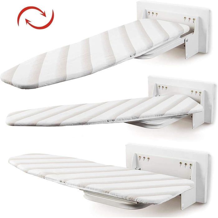 Petite Planche à Repasser Pliable à Suspendre - Rotation 180° - Couvercle Résistant Chaleur - Blanc