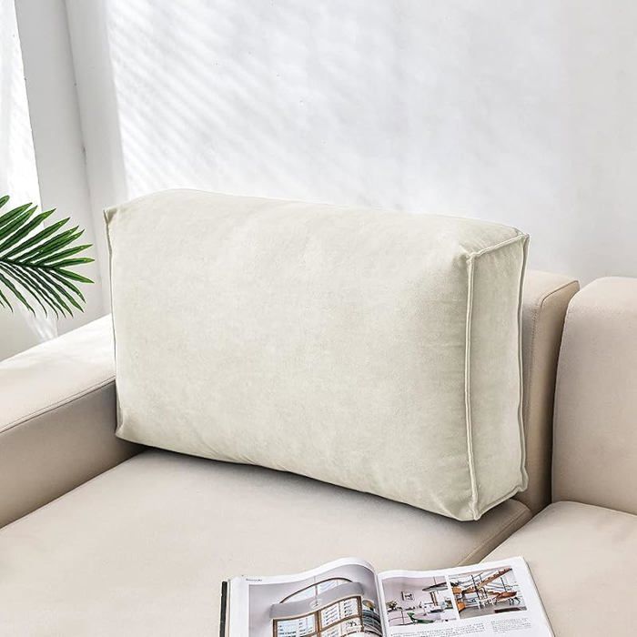 Dossier de lit de jour rectangulaire couleur unie beige Coussin de tête oreiller de lecture et de repos 60 *12 * 45 cm