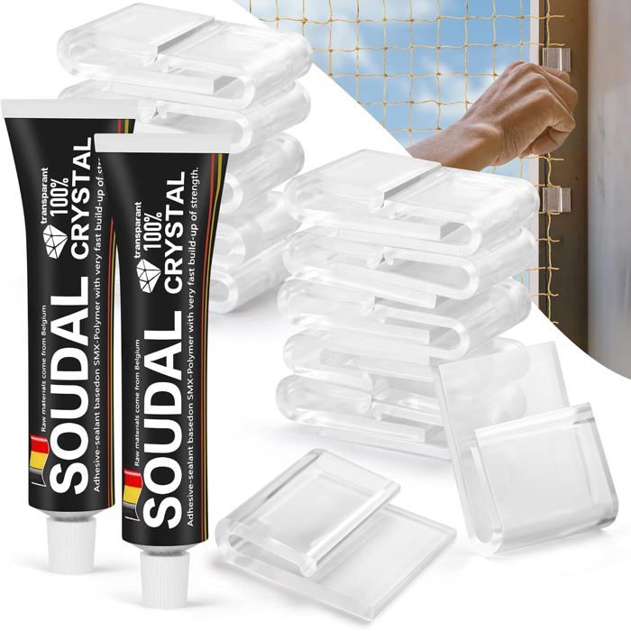 Comparer les prix de YSFMODE-70 Crochet Adhésifs Filet Chat Avec 80Ml Colle Silicone Extra ForteCrochets Adhésifs Transparents Pour Filet Balcon Chat