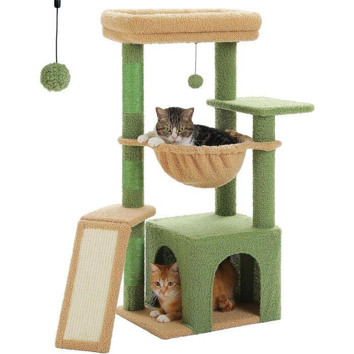 Comparer les prix de Arbre à chat cactus pour chats dintérieur avec grand niche1 planche en sisal3 griffoirstour à chat avec grand hamac 90 cm Vert