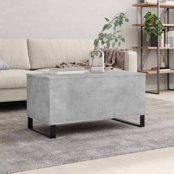 Table basse relevable - VIDAXL - Gris béton - 90x445x45 cm - Bois dingénierie - Pieds en métal - Espace de rangement Table basse relevable - VIDAXL - Gris béton - 90x445x45 cm - Bois dingénierie - Pieds en métal - Espace de rangement