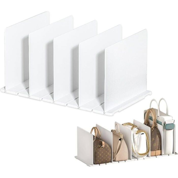 5 Séparateur Détagères Séparateurs Rangement Sac à Main Séparateurs Réglables pour Armoire Separateurde Penderie pour Organiser