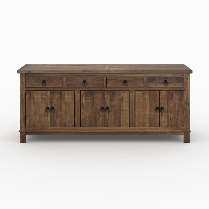 Buffet en bois recyclé 3 portes et 4 tiroirs - Mastic - Maison Pavane