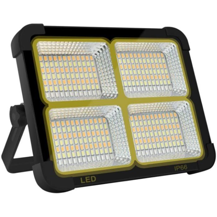 DRE-Projecteur LED Rechargeable 100W Lumière de Travail Lanterne Portable avec Panneau Solaire 6000mAh USB Lampe Rechargeable po