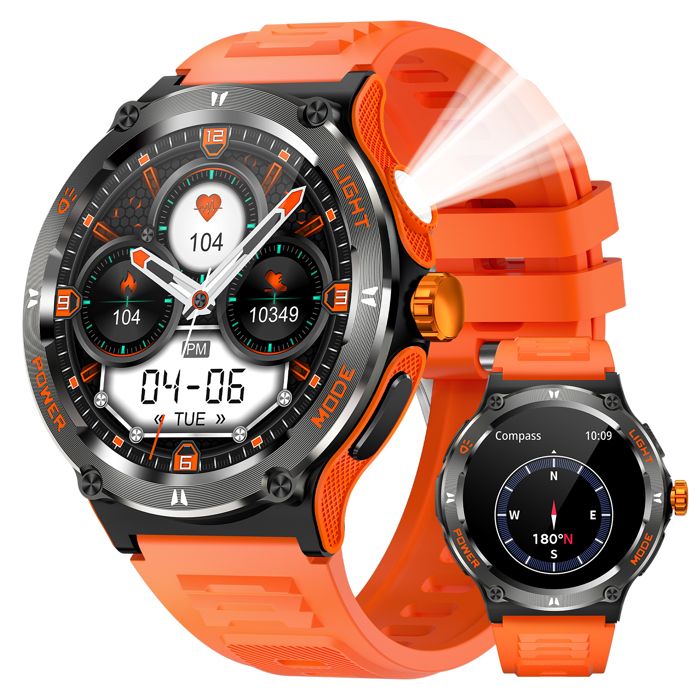 Montre intelligente étanche - RNCYN - KT76 - 3ATM - Fréquence cardiaque - Suivi du sommeil - Boussole
