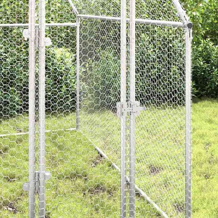 Meilleurs prix pour Cage pour poules - WIENS - Argenté - 200x100x190 cm - Acier galvanisé - Porte avec serrure - Assemblage requis