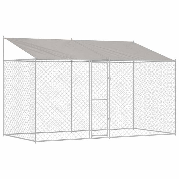 Cage pour chien en acier - vidaXL - Argenté - 400x200x258 cm - 2 pièces - Résistant aux intempéries