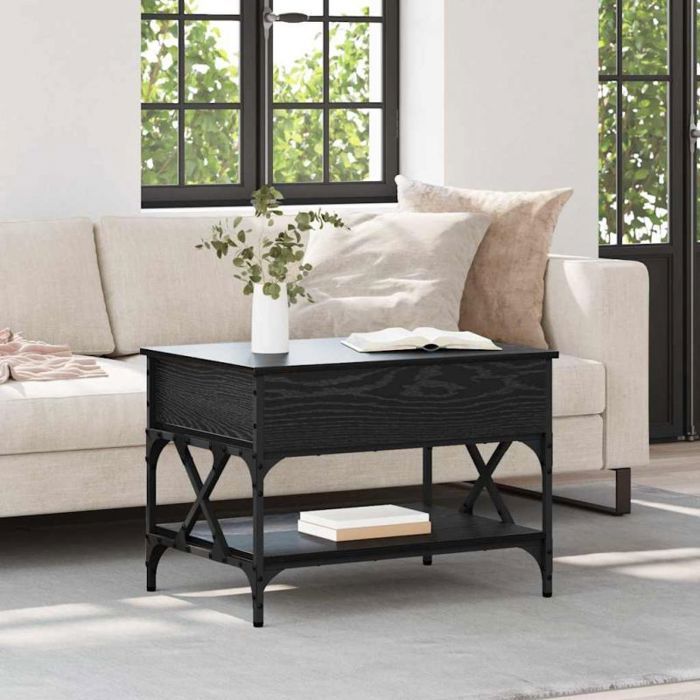 Table basse relevable Vidaxl chêne noir 70 x 50 x 50 cm - métal mat 1 étagère convertible Table basse relevable Vidaxl chêne noir 70 x 50 x 50 cm - métal mat 1 étagère convertible