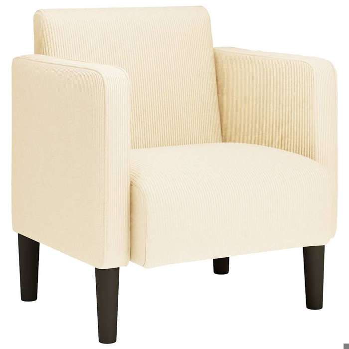 NEUF 2026 CHIC Chaise de canapé SWEETY Fauteuil 1 PLACE accoudoirs crème 54 cm tissu velours côtelé FF5443
