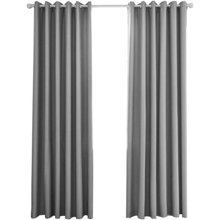 Rideaux Occultants Isolants Thermiques - 140x240cm - Design Moderne à Oeillets - Gris Clair