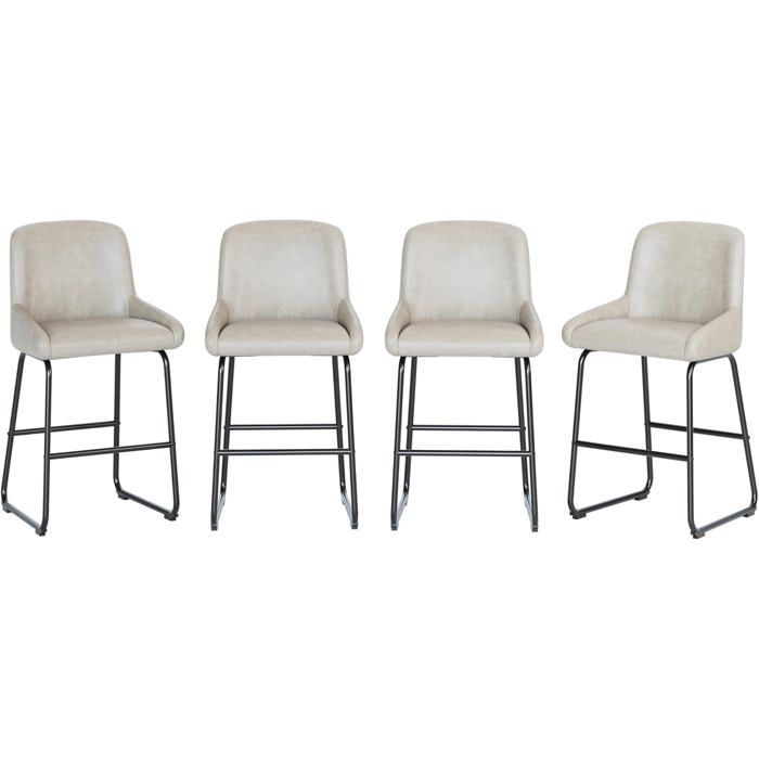 Tabouret de bar en similicuir - LUNSY - 67 cm hauteur dassise - Gris - Rembourré - Dossier ergonomique
