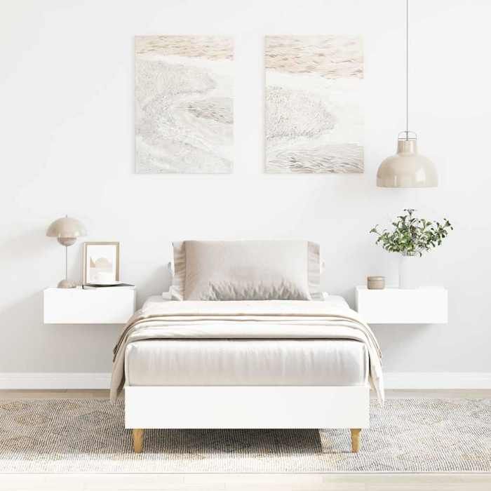 Haute qualité - Petit lit(1 personne) Cadre de lit sans matelas blanc 90x200 cm - pour chambre - bois dingénierie 9_1931264