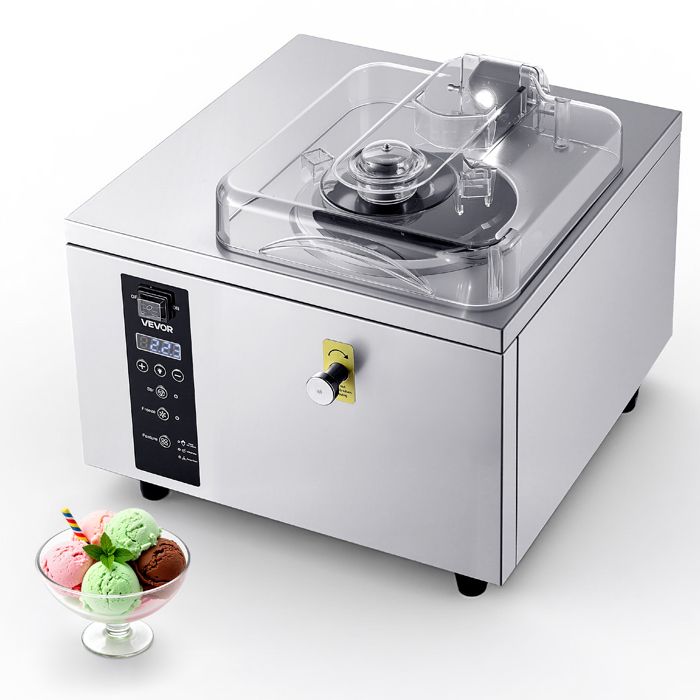 Sorbetière 500 W-VEVOR-Turbine à Glace Dure Rendement 5 L/h pour Sorbet Gelato Snack-bars Restaurants Machine à Glace Italienne