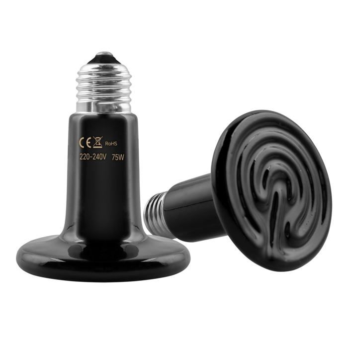 Lot de 2 E27 75W Céramique Lampe Chauffante Reptiles 220-240V Ampoule Infrarouge Chauffante Reptile Boîte Ampoules Plus Chaudes