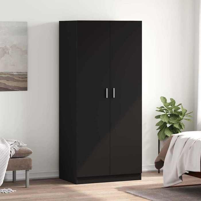 Noir Garde-robe Noir 80x52x180 cm Bois d’ingénierie - Armoires H7655 Noir Garde-robe Noir 80x52x180 cm Bois d’ingénierie - Armoires H7655
