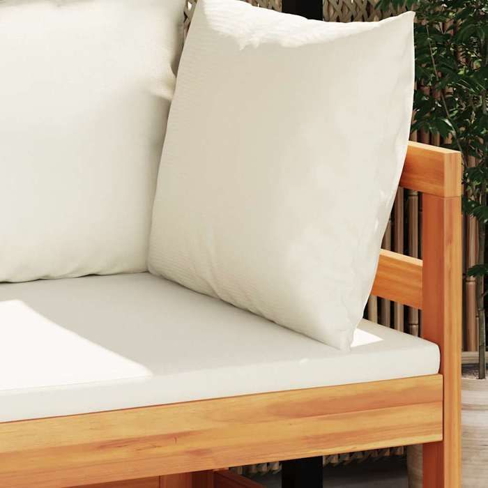 Blanc Siège de jardin -  Salon de jardin - (2 pcs) - avec coussins blanc crème Bois dacacia C1001