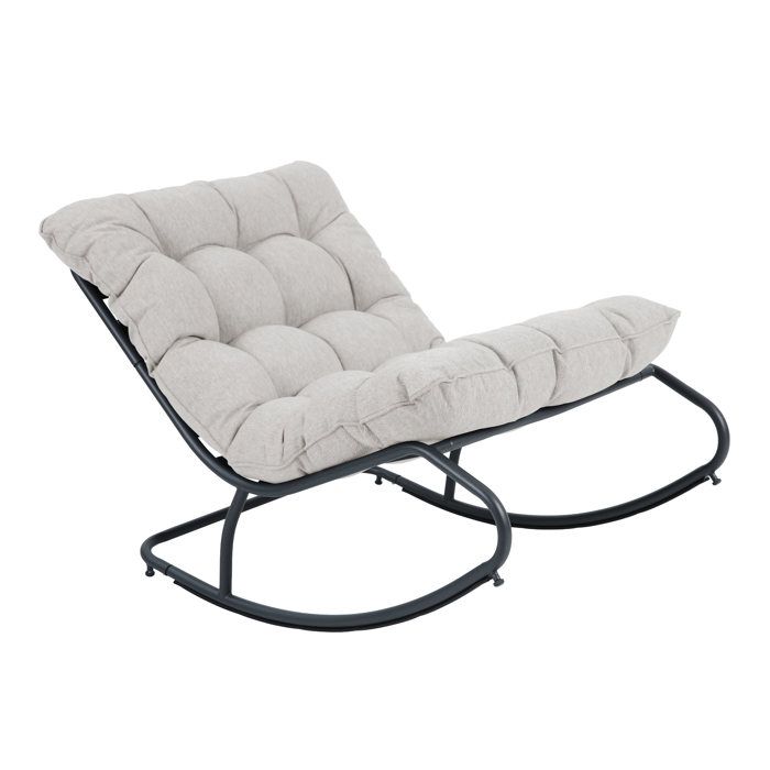 AXI Ruby Fauteuil à bascule - Noir/beige Chaise de jardin avec structure en acier / Coussins en oléfine Fauteuil de jardin pour AXI Ruby Fauteuil à bascule - Noir/beige Chaise de jardin avec structure en acier / Coussins en oléfine Fauteuil de jardin pour