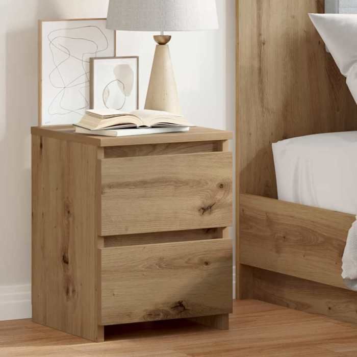 Armoire de lit - Brun - Table de chevet élégant chêne artisanal 30x30x40 cm - bois dingénierie@FR4152373