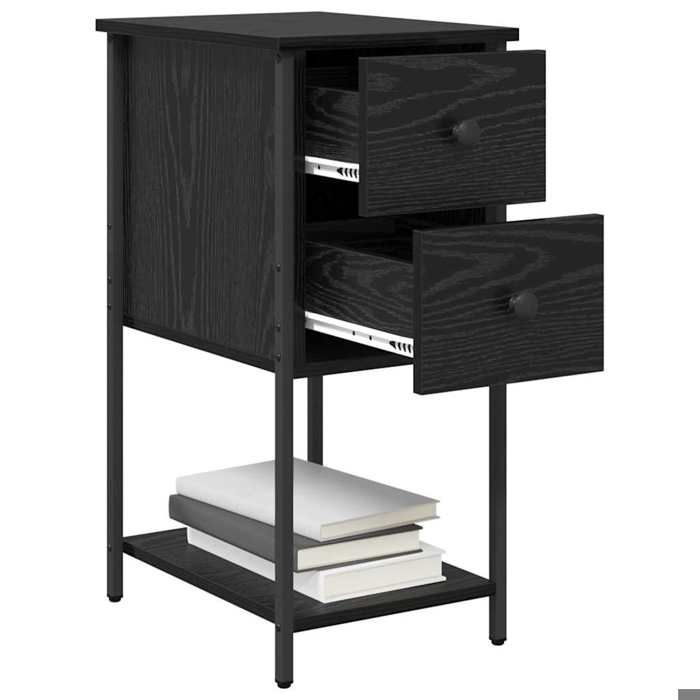 Table de lit - Noir - Cabinet de chevet - 1 pc - Chêne noir 32x42x70 cm Bois dingénierie T5157