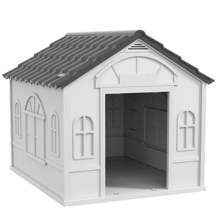 Niche pour chien extérieur - PawHut - toit en pente et porte ouverte pour chiens moyens et grands - PP - 84 2x98 2x82cm - gris