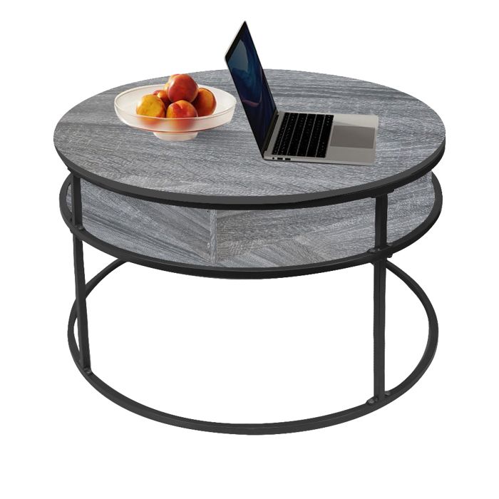 KEDIA Table Basse Relevable Style Moderne 60*60*47cm Petite Multifonction Canapé Gigognes étagère gris foncé et noire
