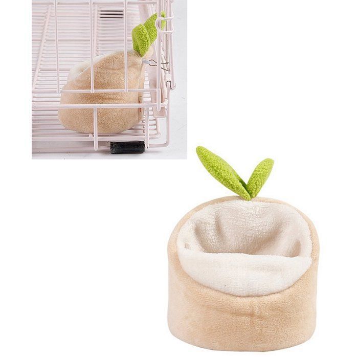 Panier Nid Pour Hamster En Coton Chaud Et Doux Forme Pomme 14x19x17 cm Maison Pour Petits Animaux Kaki