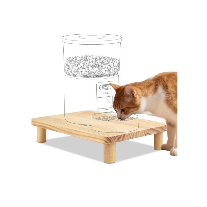 Support Surélevé en Bois Massif pour Distributeur Croquettes Chat Automatique Ergonomique Réduisant la Pression sur la Colonne