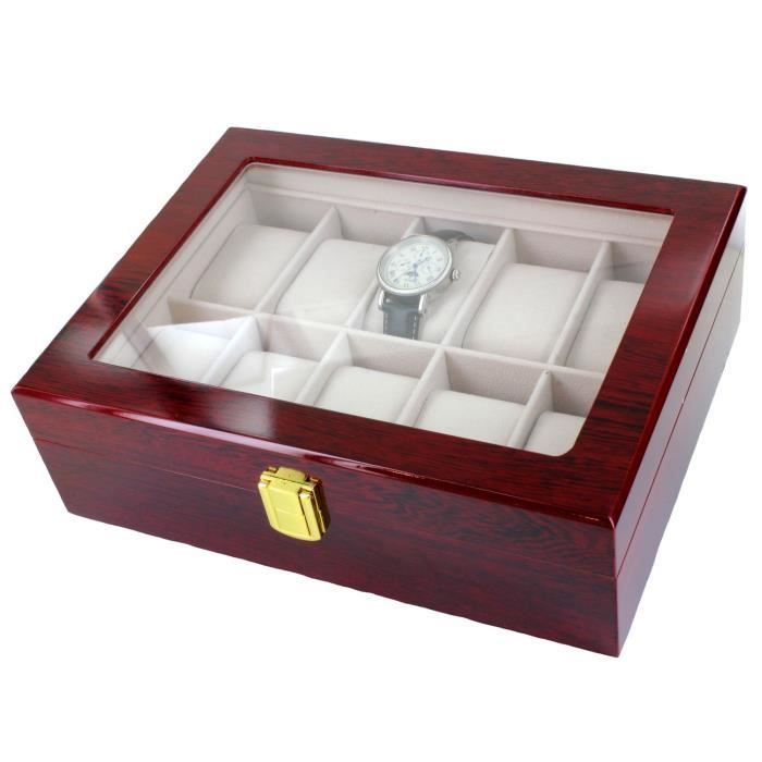 Pierres et Minéraux. Boîte de montre en bois style luxe. Boîte de rangement  10 montres.