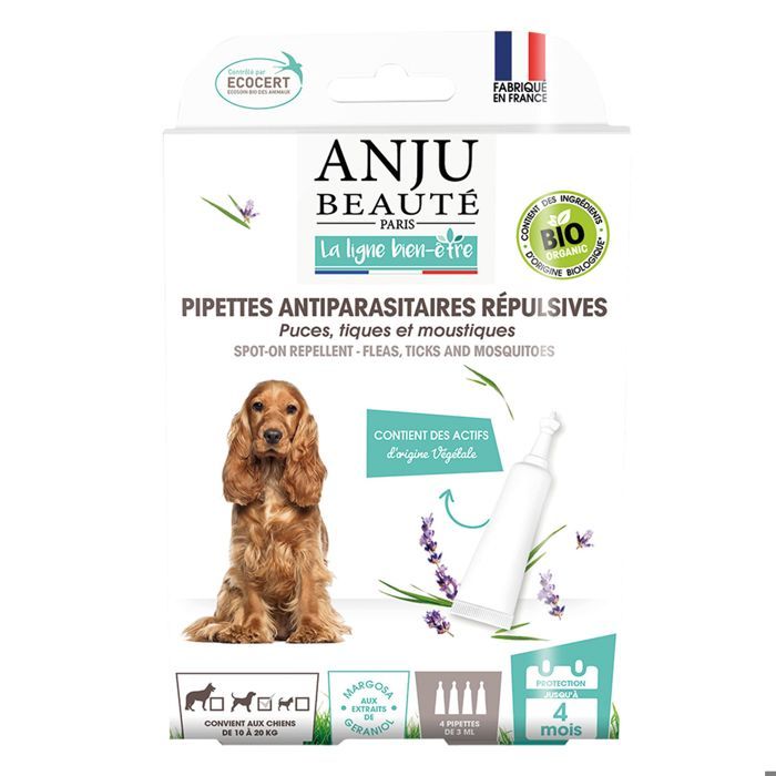 Comparer les prix de Pipettes Répulsives Bio Anju : Chien Moyen - ANJU BEAUTÉ