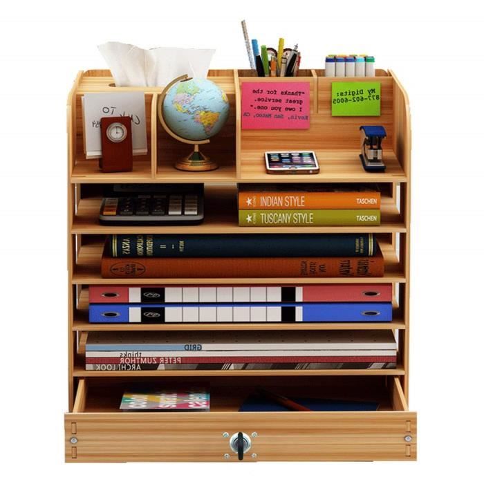 Ecent Organiseur Rangement De Bureau Multifonctionnels En Bois Avec Tiroir Avec Serrure Boite A Serviettes Porte Stylo Pour Bureau Achat Vente Boite De Rangement Ecent Organiseur Rangement Cdiscount