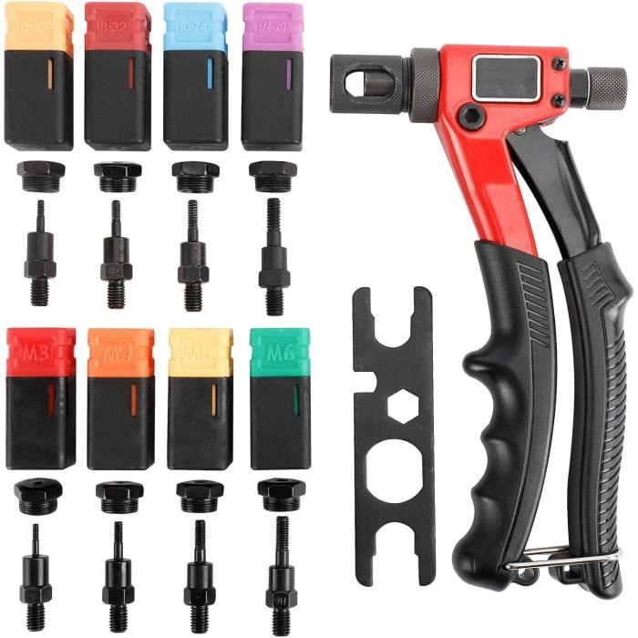 Kit De Rivets Manuels De 20,3 Cm Avec 8 Mandrins M3, M4, M5, M6, 1-4–20 ...