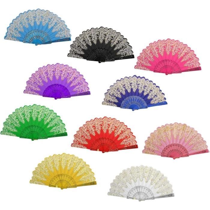 4 Pièces Éventails Pliants Chinois En Soie Et Bambou - Accessoires Danse Mariage Fête Décoration