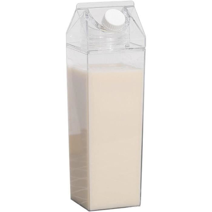 Bouteille de lait carrée transparente, 1000 ml bouteille d'eau en