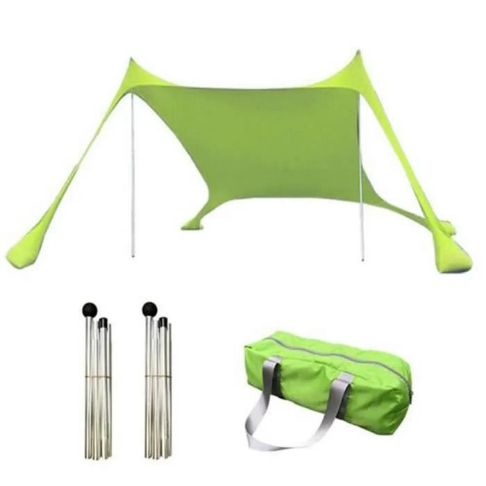 CUUPO Tente De Plage 2,1x2,1m - Protection UPF50+, 2 Poteaux Aluminium - Avec Couverture