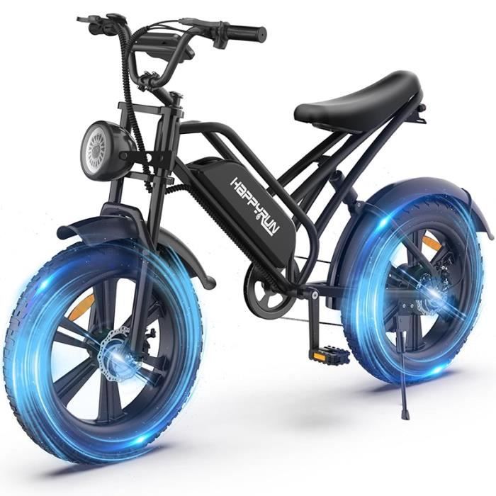 Vélo électrique Happyrun G50 - Pneus 20 pouces - Moteur 1500W - Batterie 48V/18AH - Noir
