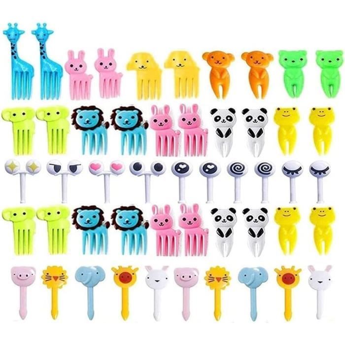 80 Fourchettes Enfant Réutilisables Avec Motifs Animaux - Pour Goûters, Anniversaires, Pique-niques (plastique Alimentaire)