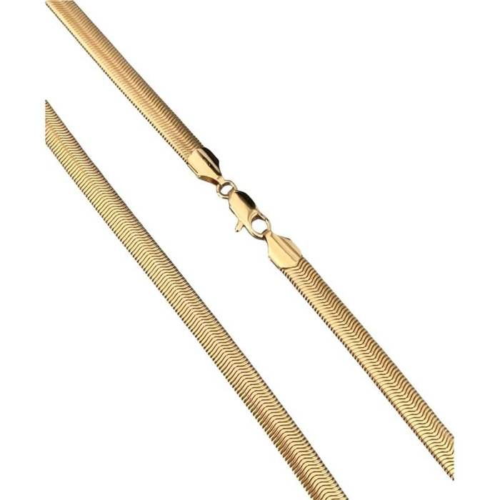 Collier Maille Serpent Plaqué Or 18 Carats - Longueur 45 Cm, Bijou Femme Souple Et Stylé