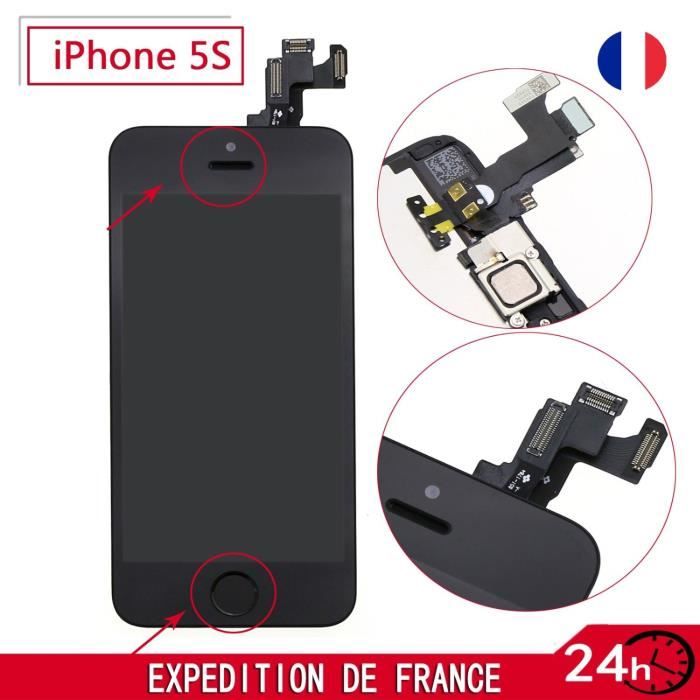 Écran LCD IPhone 5s/SE 2016 Noir - Remplacement Complet Avec Caméra, Capteur, Shield Plate - LL TRADER