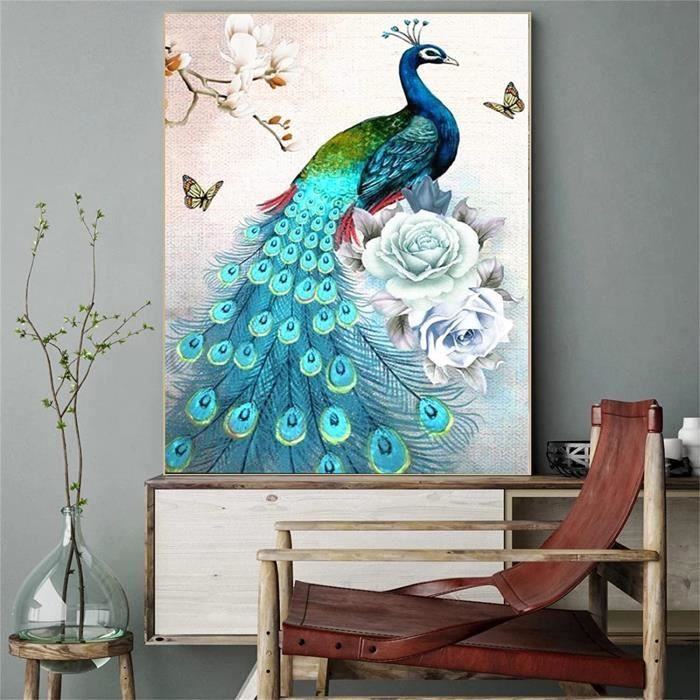 5D Diamond Painting paon,DIY Broderie Diamant kit Complet ,Peinture Diamant pour Enfants et