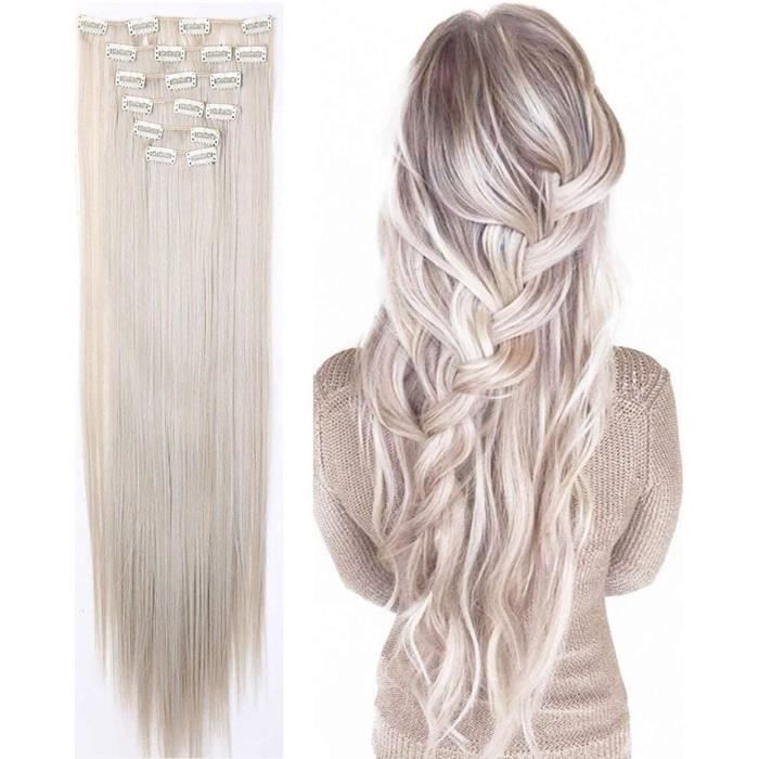 Naturel Extensions de Cheveux 8 Pièces 18 Clips Hair Extensions Tête ...
