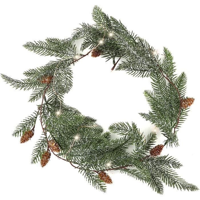 Lot De 4 Pendentifs De Décoration De Noël Artificiels Avec Baies Et Pommes De Pin - Guirlande De Table Lumineuse - Décorations De Noël - Décoration De Fête