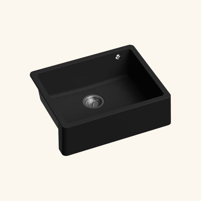 Évier timbre doffice sous-plan Kümbad SWAN granit noir 1 bac 487 (+/-2 mm)x613 (+/-2 mm)