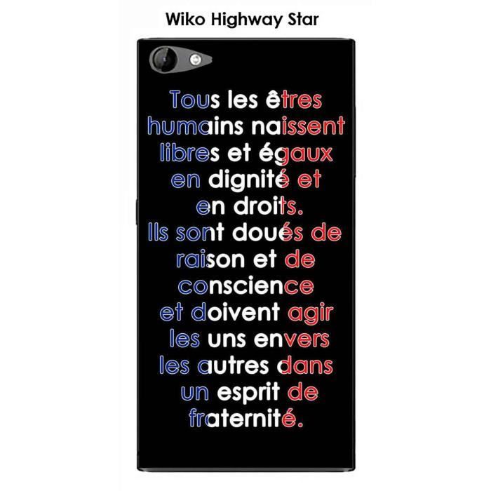 Coque Wiko Highway Star Design Citation Tous Les Etres Texte Blanc Fond Noir Cdiscount Telephonie