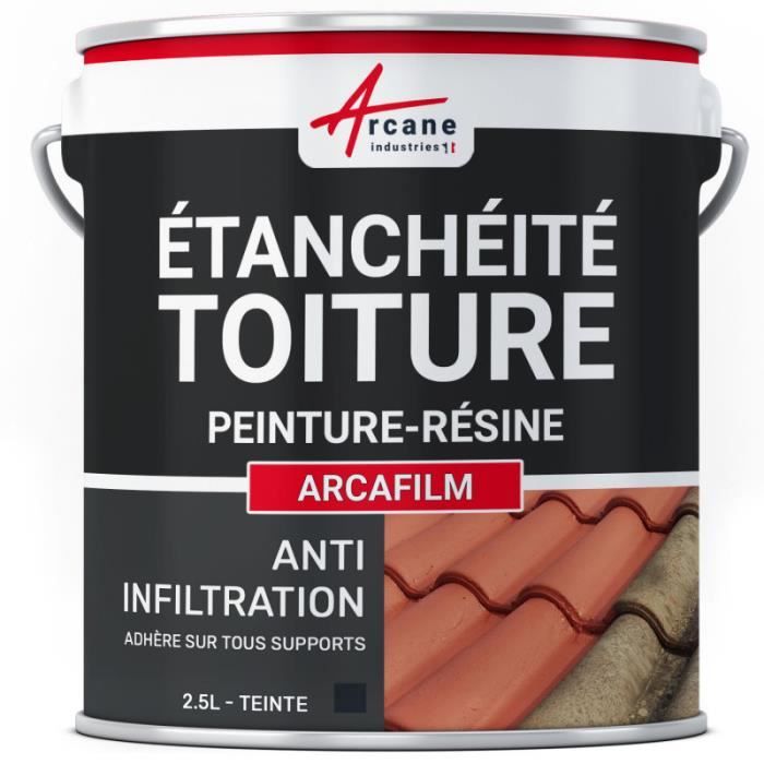 Étanchéité Toiture: Peinture ARCAFILM Produit Étanche pour Tuile et Fibrociment ARCANE INDUSTRIES Ardoise - 2.5 L