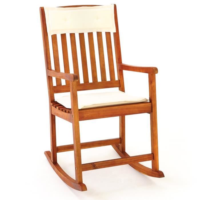 fauteuil à bascule en bois d'acacia - deuba - jardin - robuste et résistant aux intempéries