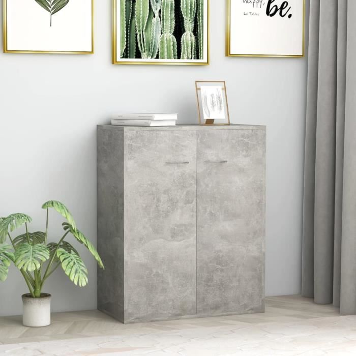 🕊3732Parfait- Commode bahut vaisselier Buffet bas Contemporain - Buffet De Cuisine scandinave Meuble de rangement-Gris béton 60 x 3