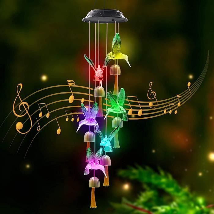 Carillon à Vent Solaire Papillon - Lumière LED Color Changeante Pour Jardin Ou Balcon | Décoration Éolienne Étanche